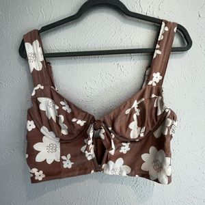 For Love and Lemons Brown Floral Crop Top